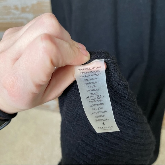 Peruvian Connection NWT Champlain Flyaway Mock Neck Sweater Tunic Black Womens L - Picture 8 of 8